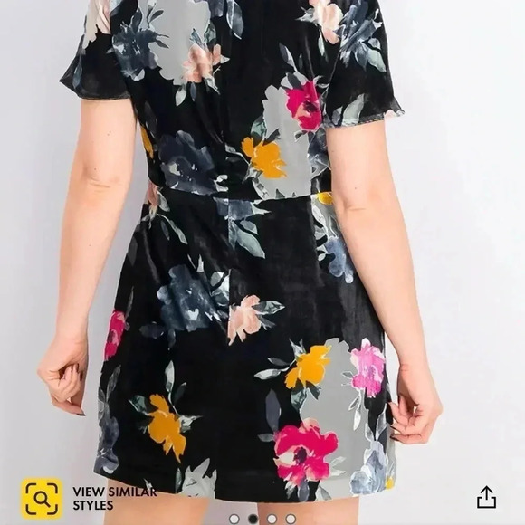 French Connection Size 0 Floral Velvet Like Mini Sheath Dress - Picture 2 of 12